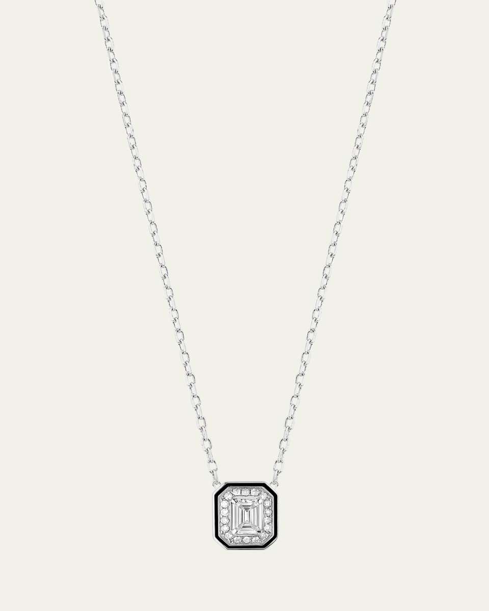 Vendome Lisere Pendant Necklace with Black Lacquer and Diamonds